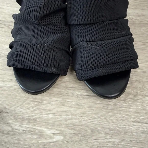 Tony Bianco Black Adee Mesh Ruched High Heel Mules - Picture 9 of 14